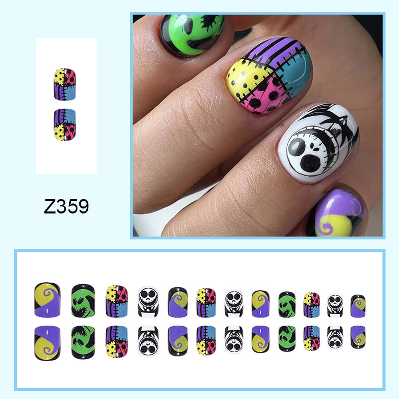 Wholesale 24 Pieces/box Halloween Press-on Nails Kits Nail Stickers ACC-NS-FengLi026