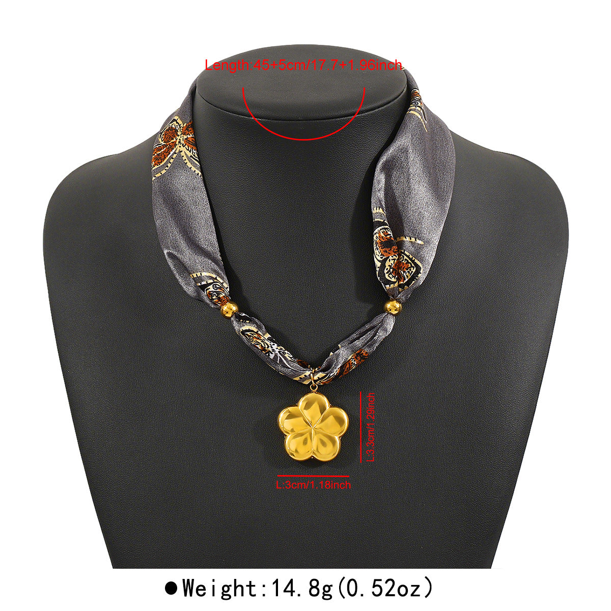 Wholesale Silk Ribbon Stainless Steel Flower Geometric Pendant Necklace