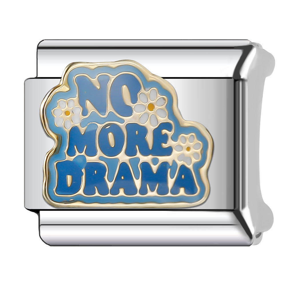 Wholesale Italian Charm Bracelet 9mm DIY Splicing English Series Stainless Steel Composable Bracelet