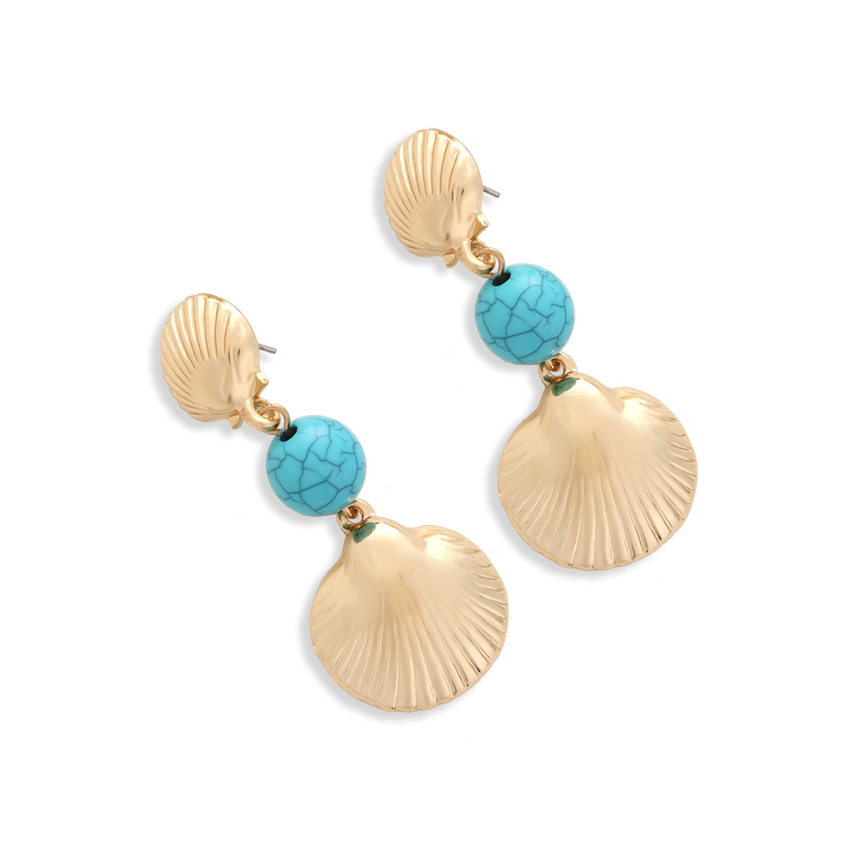 Wholesale Shell and Turquoise Texture Earrings Bohemian Multi-Layer for Women