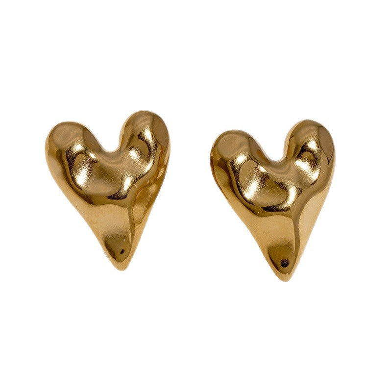 Wholesale Sweet Heart Gold Plated Stainless Steel Earrings Chic Jewelry Accessory For Boutique Resale