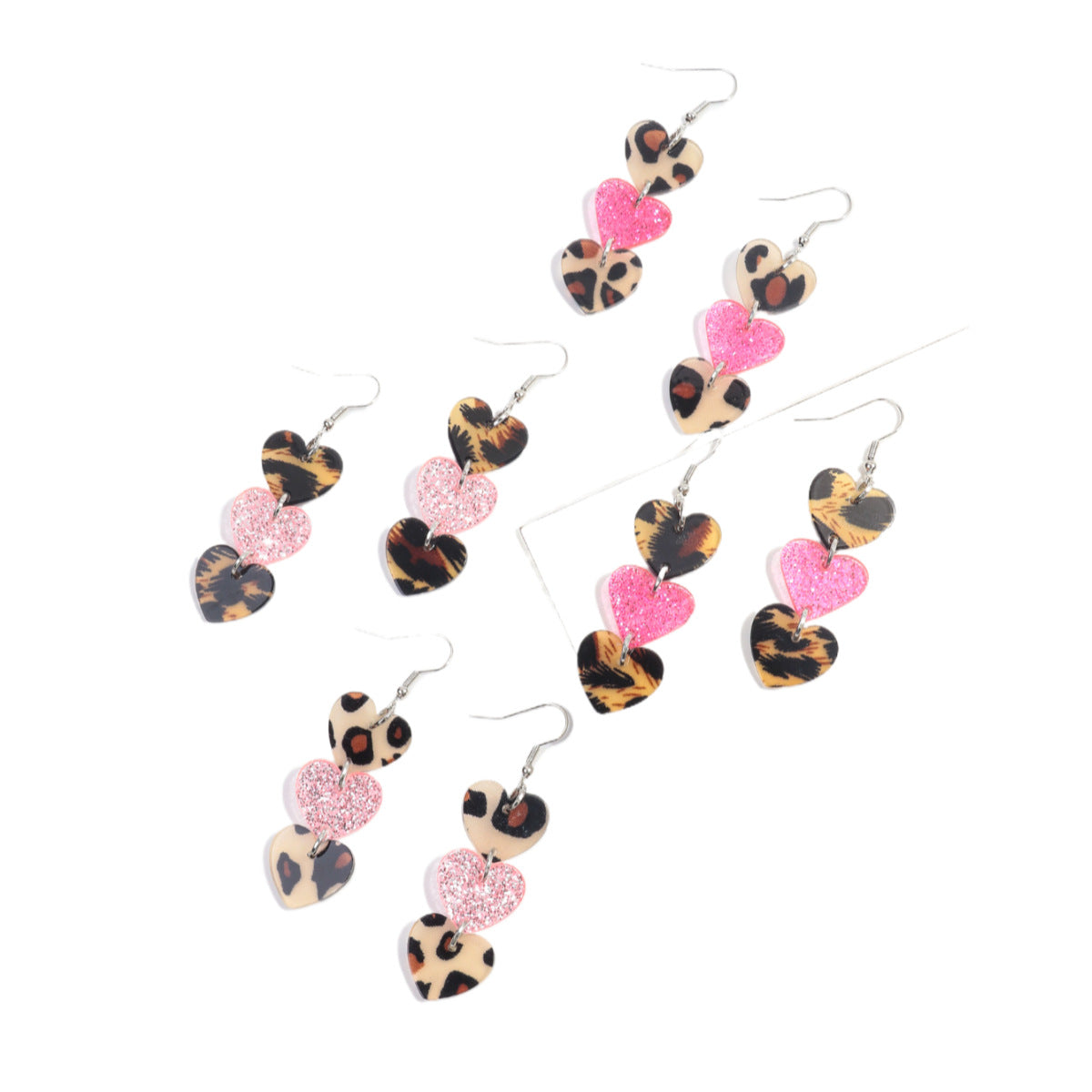 Wholesale  Valentine's Day Love Stitching Multi-layer Peach Acrylic  Earrings