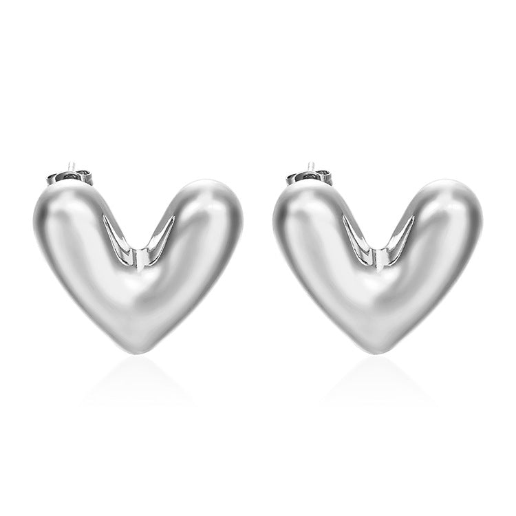 Wholesale Heart-Shaped Hollow Stainless Steel Electroplated Earrings Trendy Jewelry Accessory