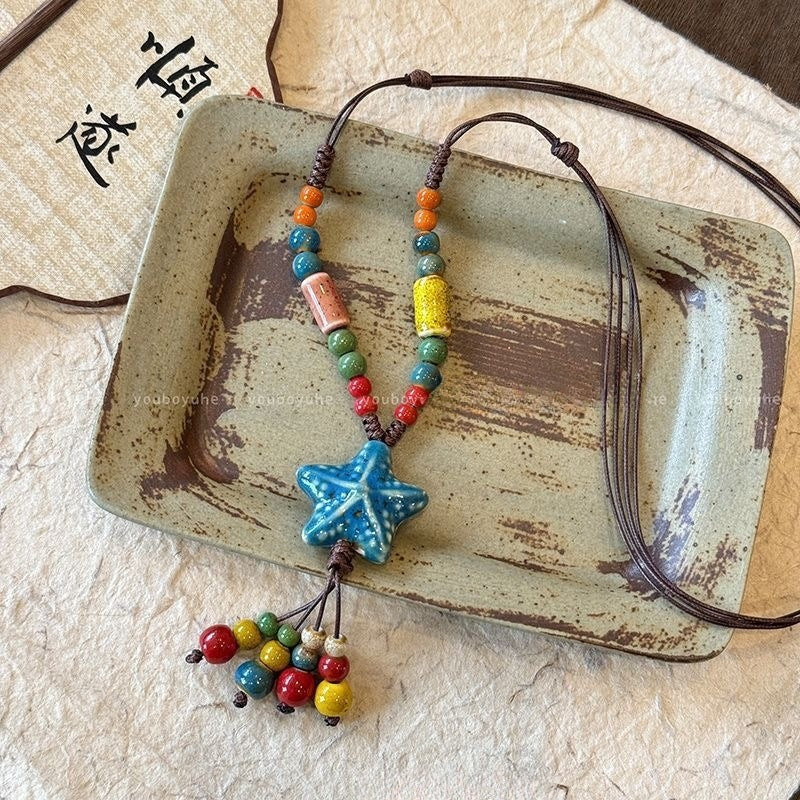 Wholesale  Colorful Natural Stone Rice Beads Necklace