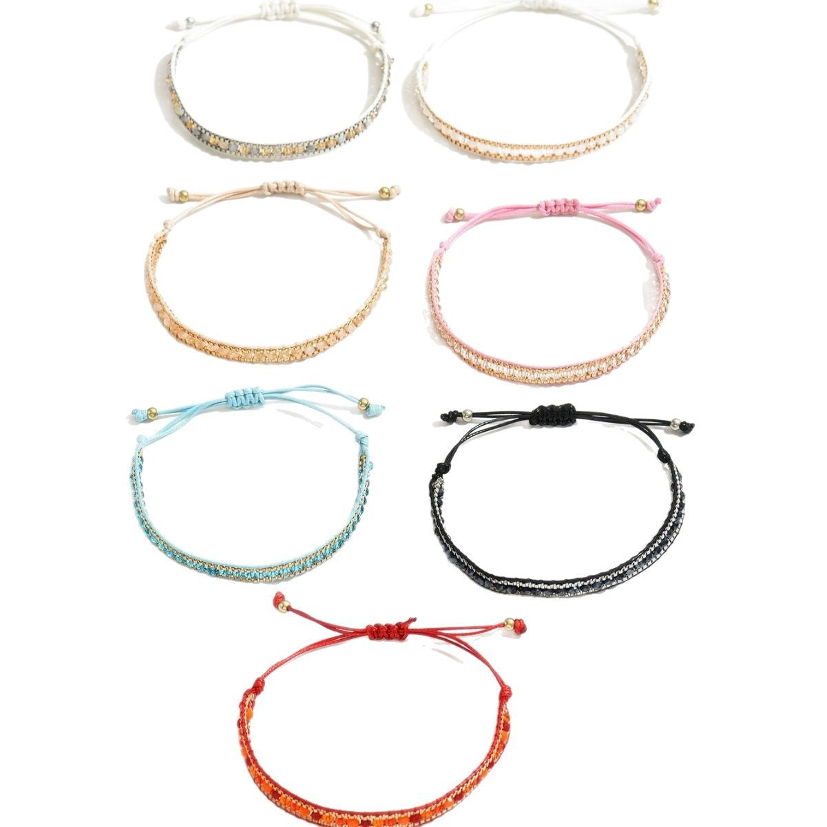 Wholesale  braided bracelet versatile glass retro  mixed color  bracelet