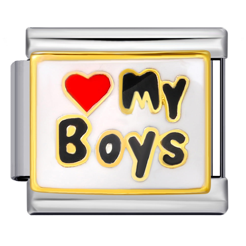 Wholesale Italian Charm Bracelet 9mm DIY Splicing Removable Personalized English Stainless Steel Composable Bracelet