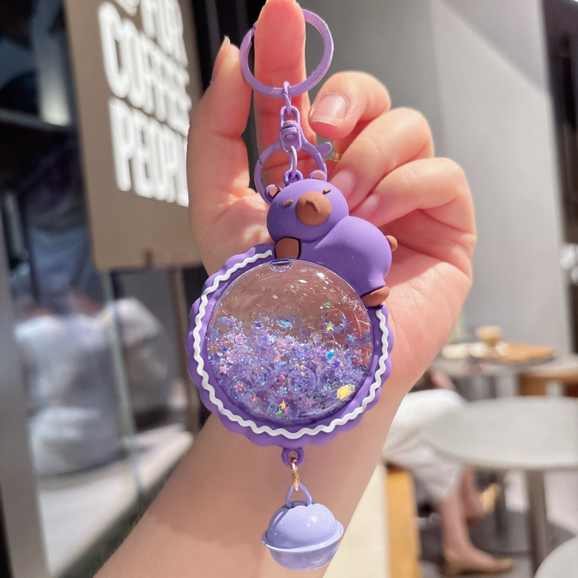 Wholesale Creative Quicksand Bottle Wind Chime Capybara Keychain