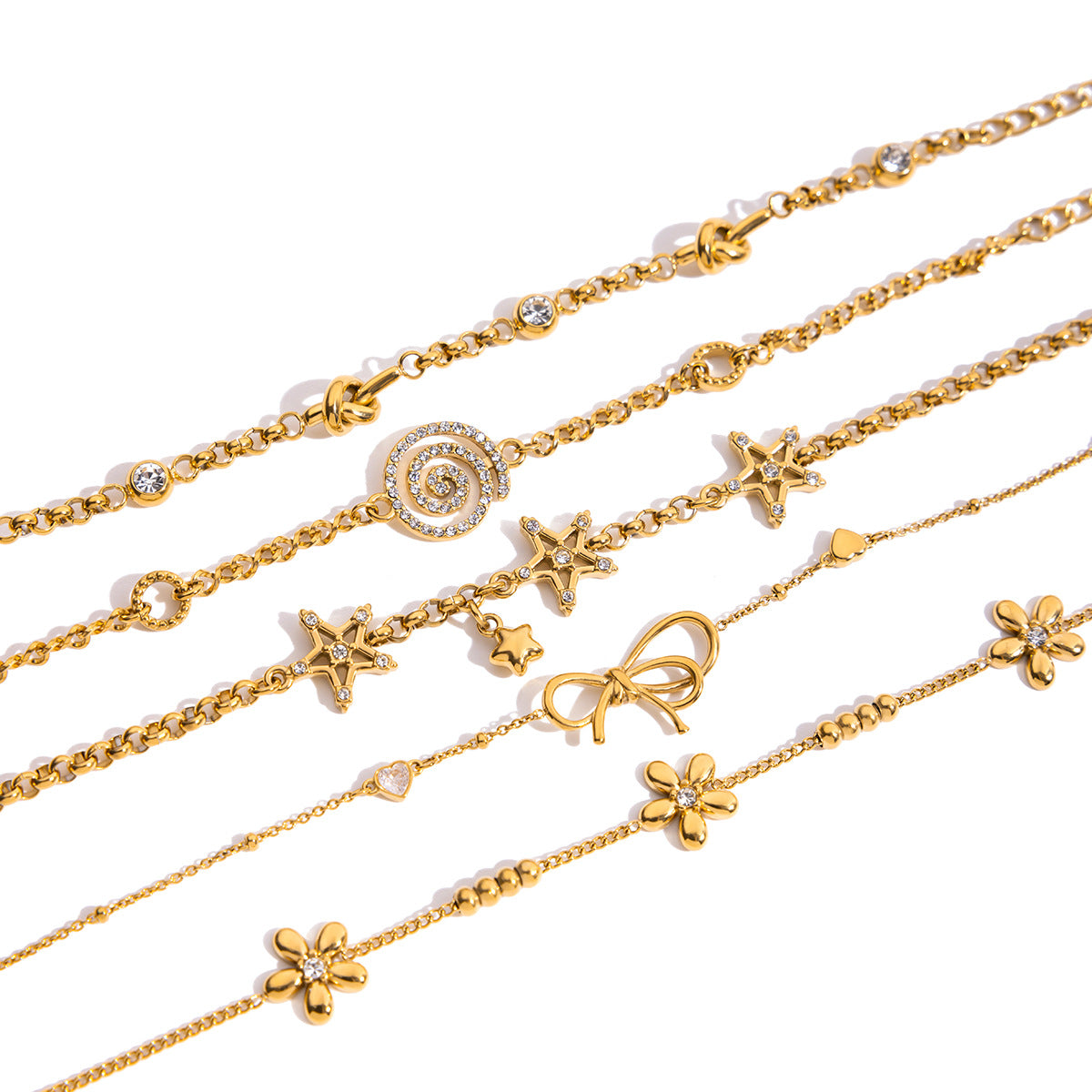 Wholesale 18K Stainless Steel Flower Bracelet with Diamonds