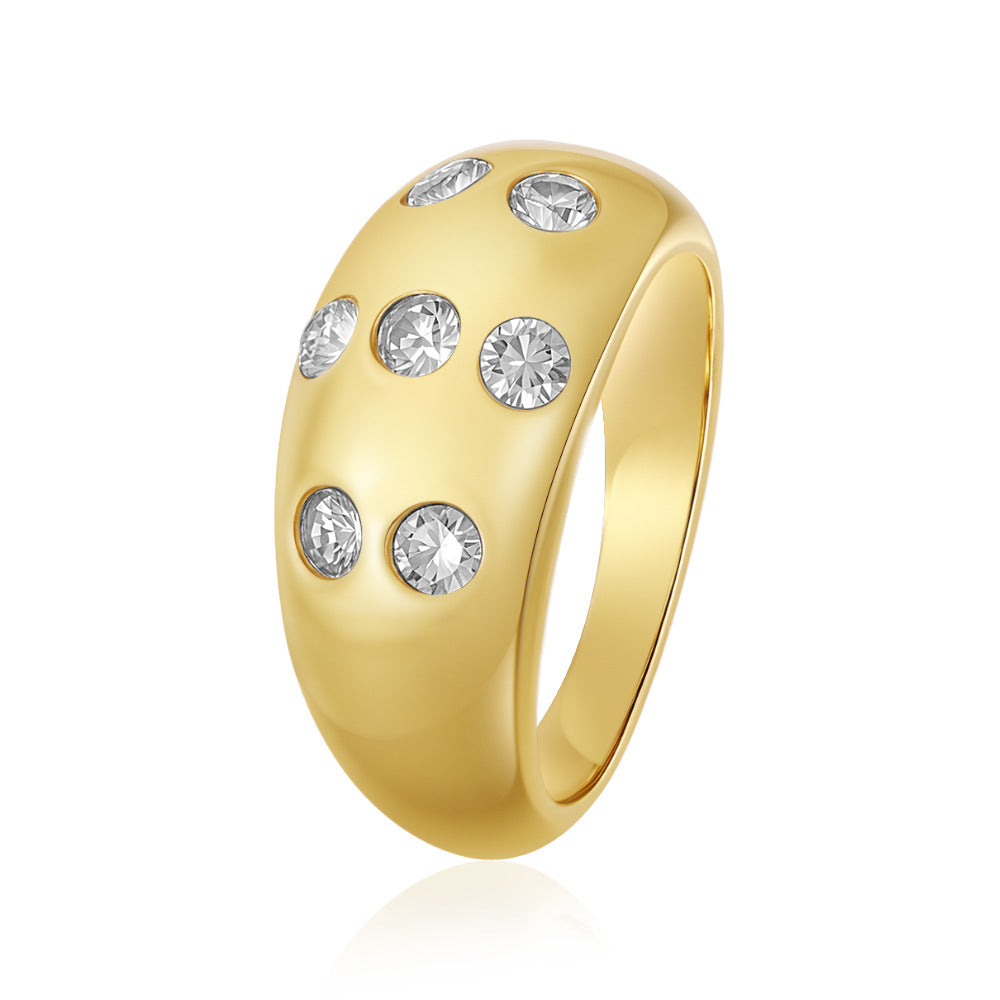 Wholesale Women' s Gold Plated Stainless Steel Cube Ring,  Trendy Boutique Resale Jewelry