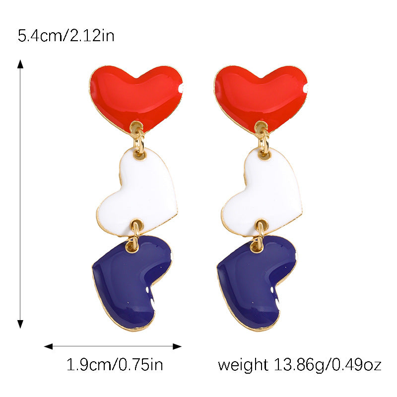 Wholesale Valentine' s Day Oil-Drip Heart Earrings