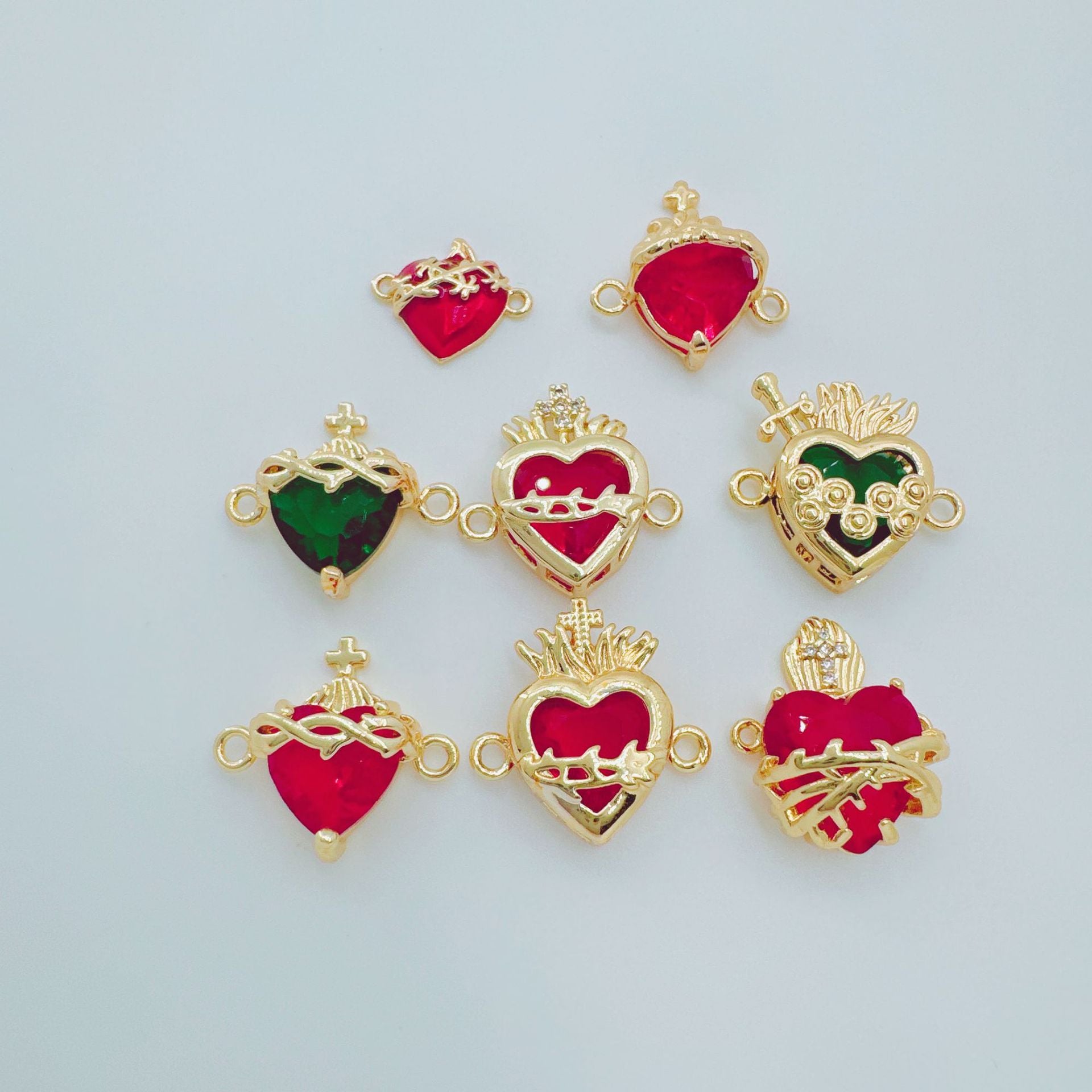 Wholesale Gold Plated Copper Heart Double Pendant Jewelry Set - Boutique Resale Gift