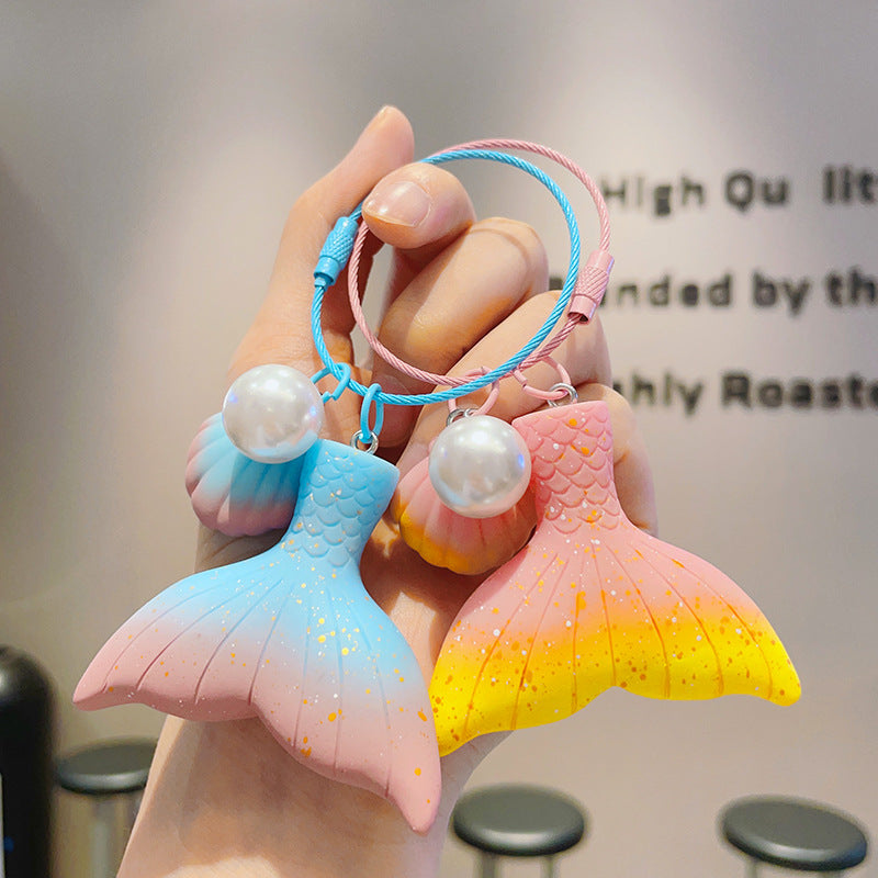 Wholesale Gradient Pearl Mermaid Tail Resin Keychain Cute Keychain ACC-KC-ShuoT011