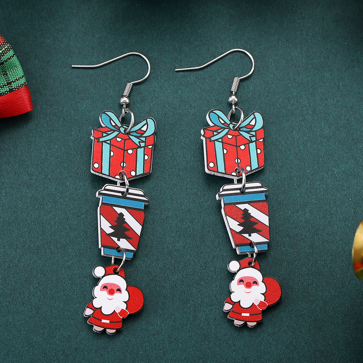 Wholesale Christmas  Christmas tree coffee splicing pendant earrings