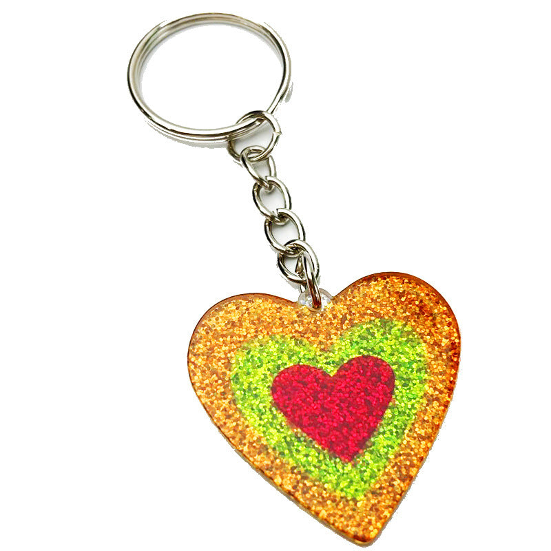 Wholesale 2pcs Love Tape Recorder Fluorescent Glitter Acrylic Keychain Creative Keychain ACC-KC-HY029