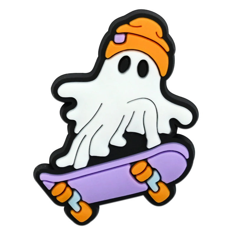 Wholesale Random 100pcs  Series White Ghost Clogs  PVC Soft Rubber Shoe Buckle Decoration