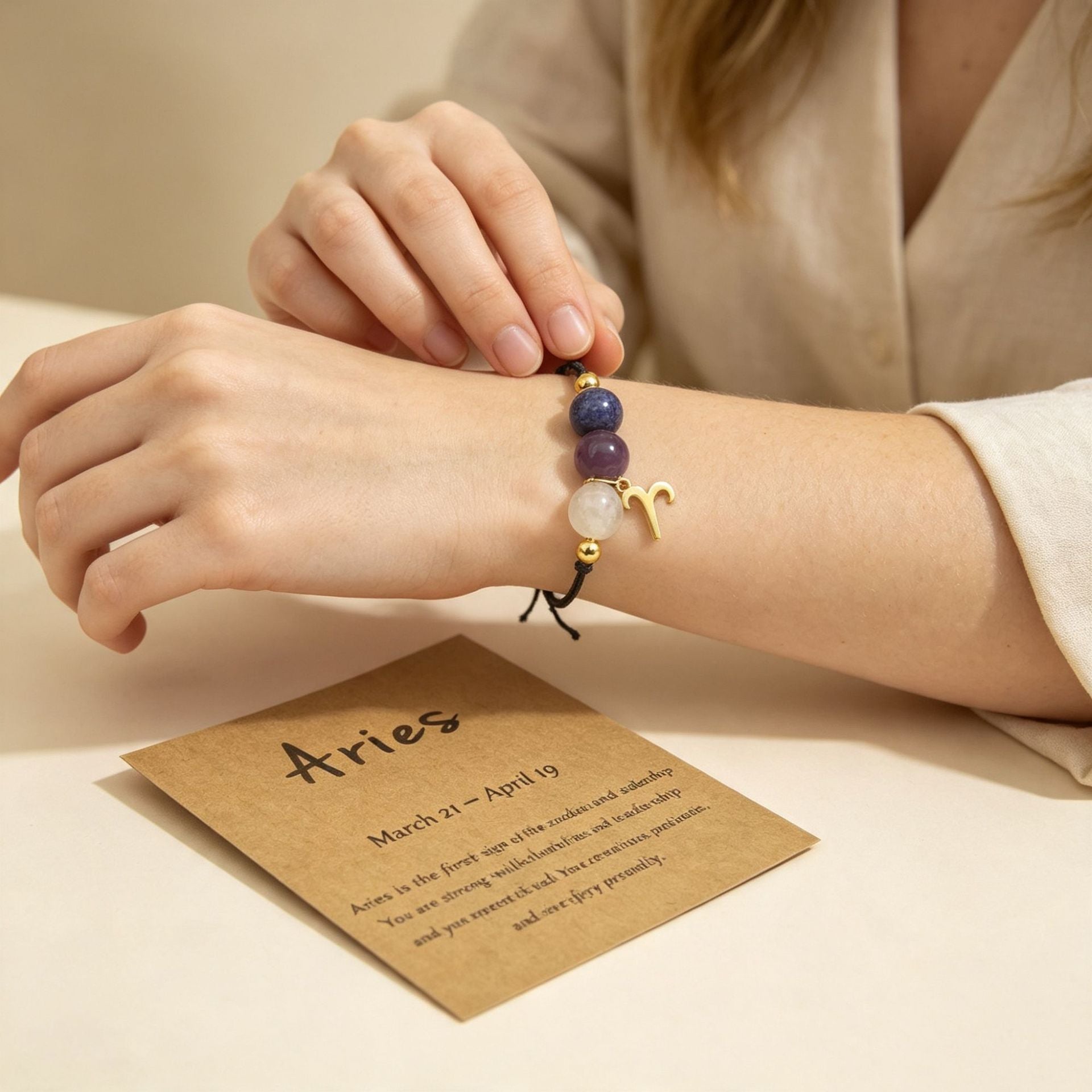 Wholesale Natural Stone Crystal Zodiac Bracelet Handmade Woven Rope Fashion Jewelry Accessory