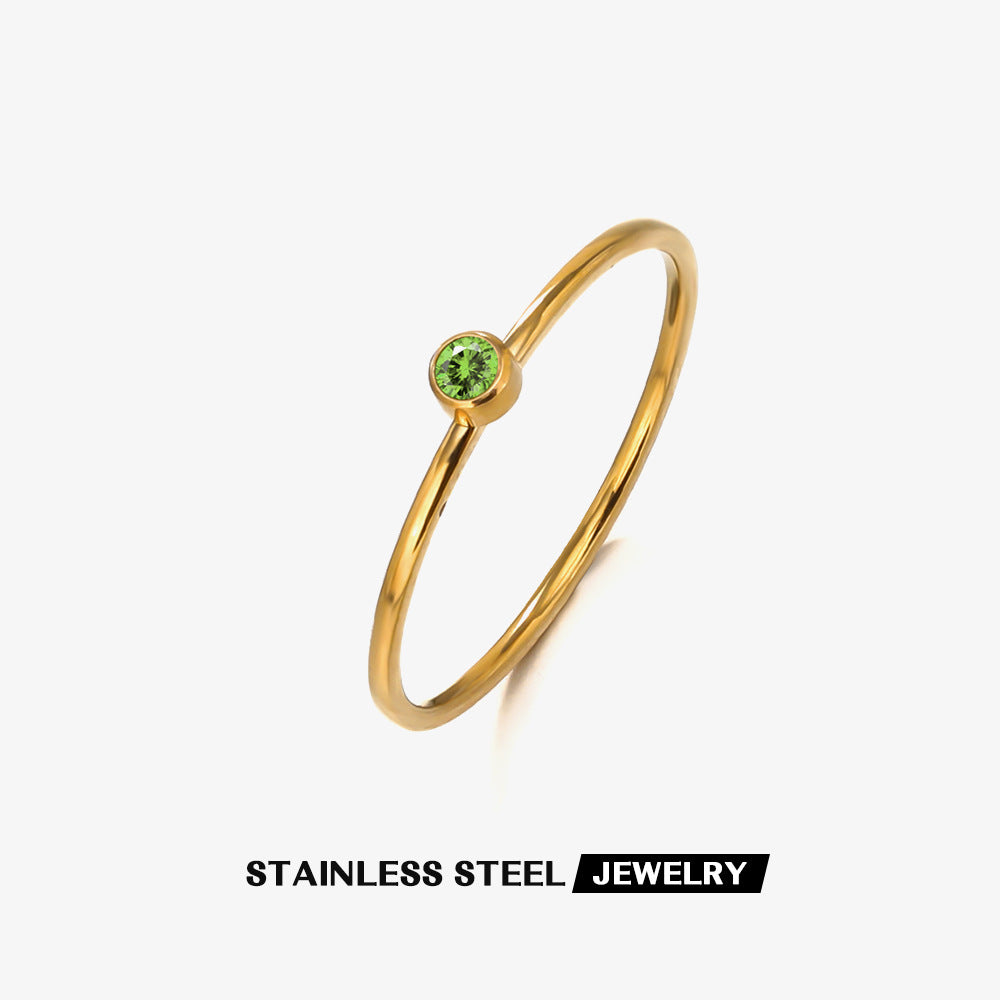 Wholesale Twelve Month Birthstone Diamond Stainless Steel Rings ACC-RS-JiaLi006