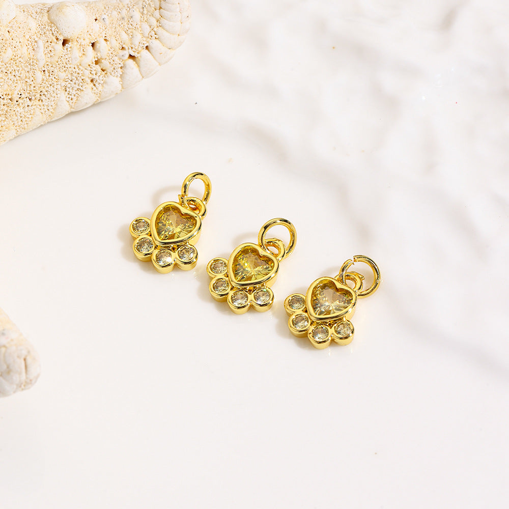 Wholesale Simple Micro-inlaid Zircon Dog Paw Print  Charms
