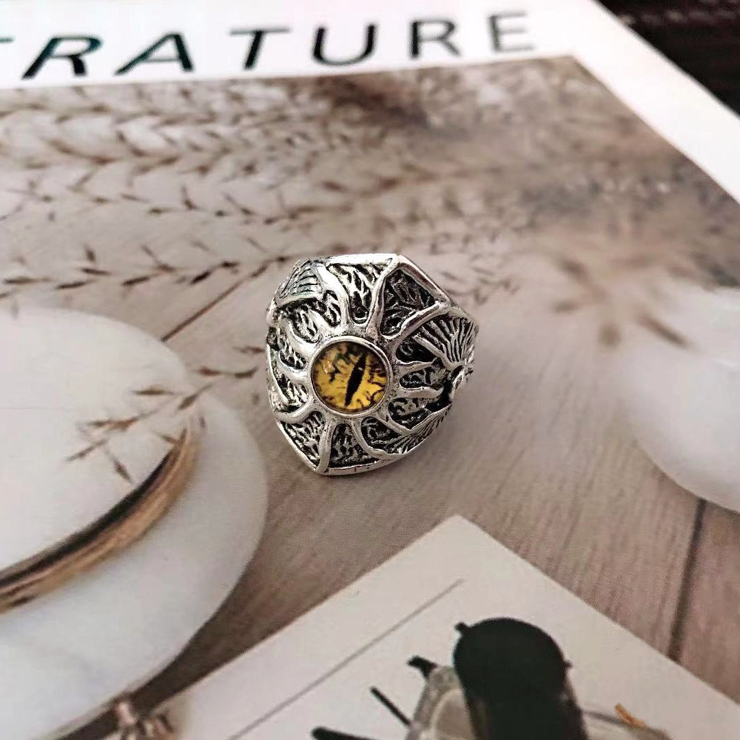 Wholesale Electroplated Metal Eye Ring Edgy Punk Devil Eye Design Jewelry Accessory for Men