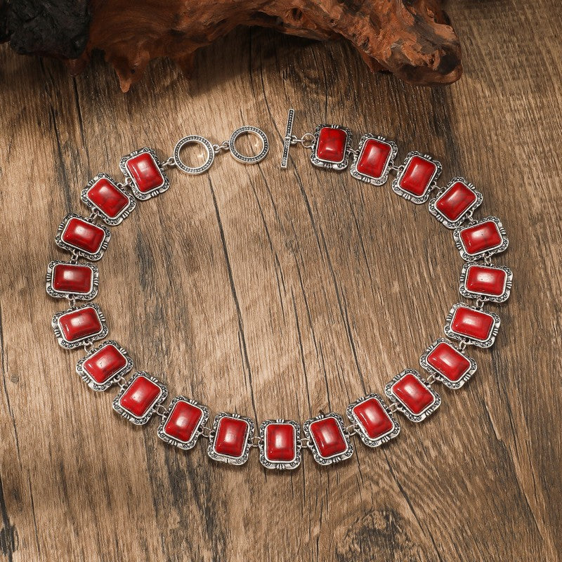 Wholesale bohemian Retro ethnic style turquoise necklace