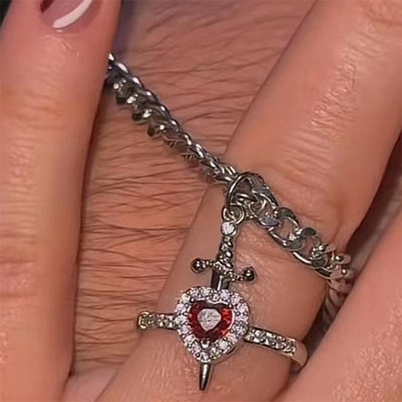 Wholesale  Creative One Arrow Through Heart Couple Pendant suit Love Dagger Diamond Clavicle Chain