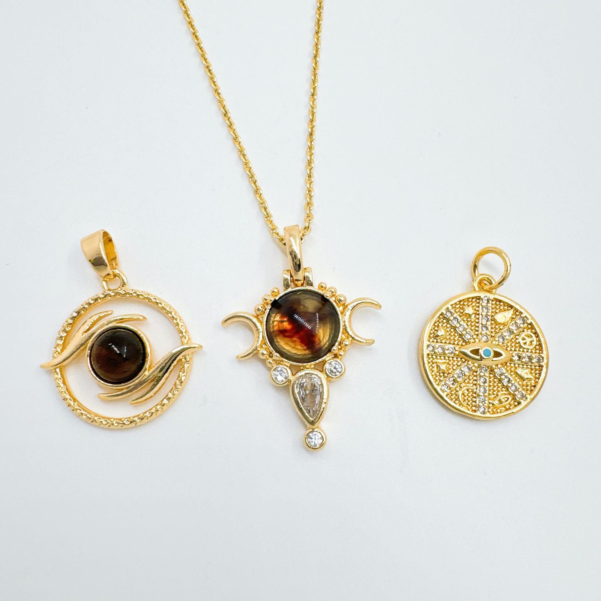 Wholesale Gold Plated Copper Evil Eye Necklace Pendant,  Sweet Cool Style Fashion Accessory for Resale