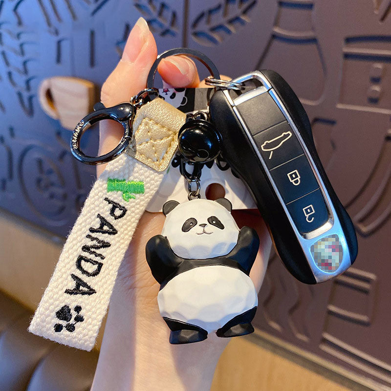 Wholesale Resin Wood Carving Style Panda Keychains ACC-KC-HangLi008