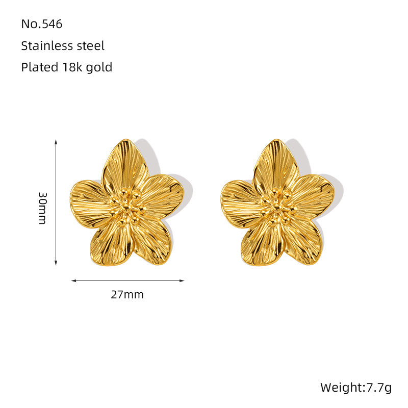 Wholesale Flower Earrings 18K Gold Geometric Stainless Steel Earrings ACC-ES-ZhongYao006