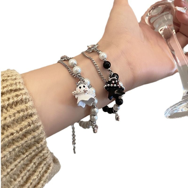 Wholesale Black and white ghost beaded bracelet