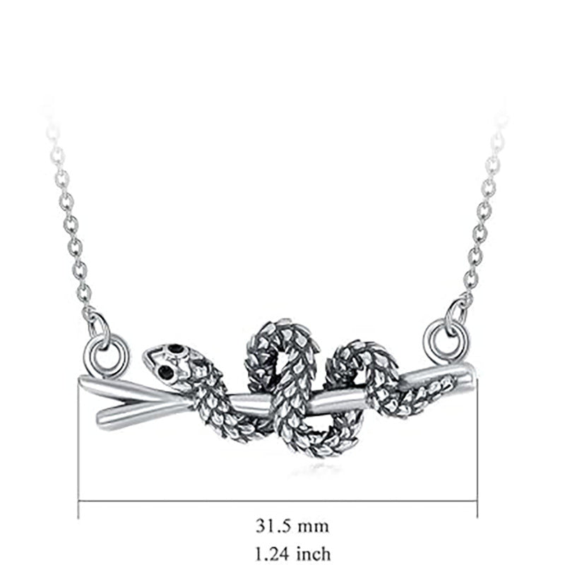 Wholesale  Retro Snake-shaped Winding Diamond Dropping Oil Necklace