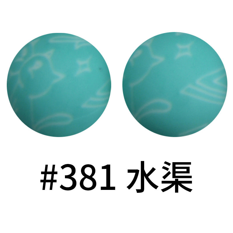 Wholesale 50pcs Western Style Leopard Skull Color Aztec Printed Silicone Balls Beads ACC-BDS-HeSheng003