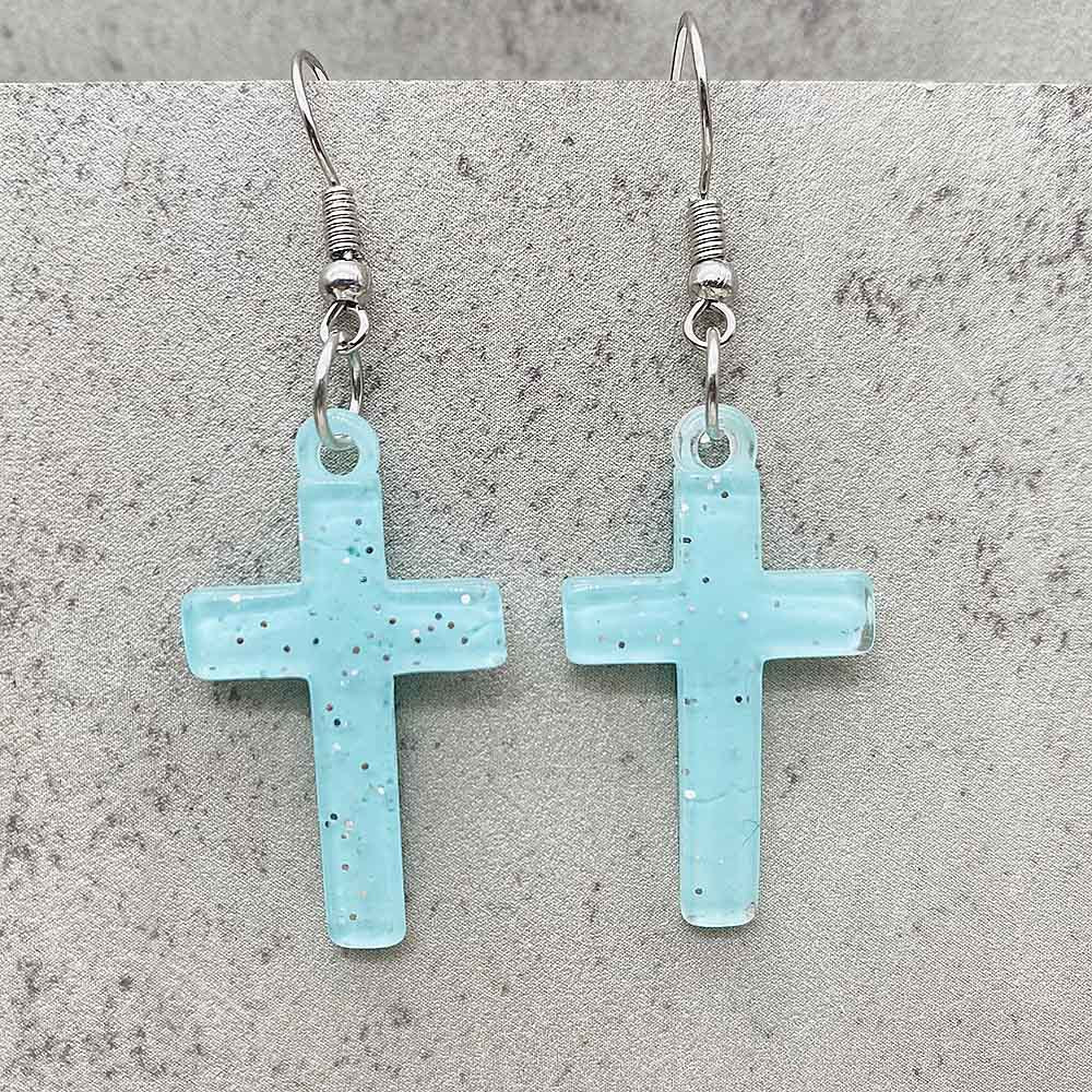 Wholesale Sequin Cross Resin Pendant Earrings ACC-ES-ChenY065