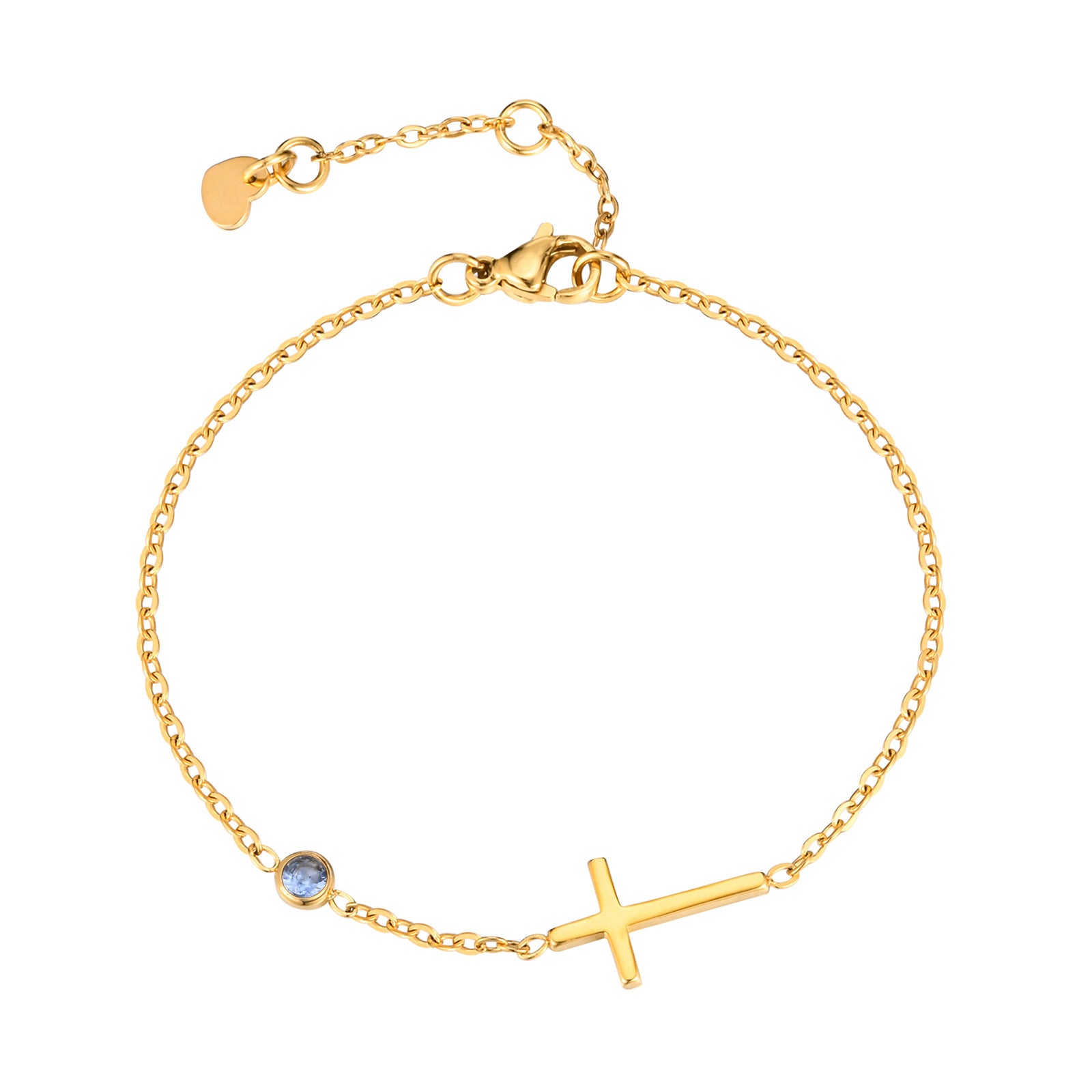 Wholesale Stainless Steel Gold Cross Birthstone Bracelet For Women Fashion Jewelry Accessory For Everyday Wear