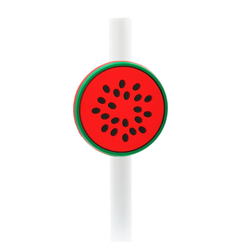 Wholesale 10PCS 5-6mm PVC Cute Fruit Straw Tube Cap