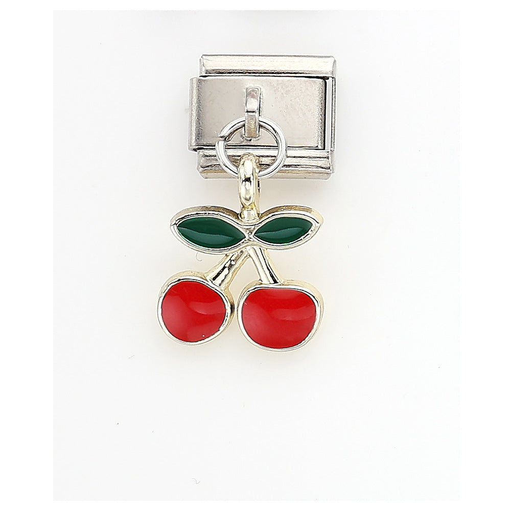 Wholesale 10pcs Italian Charm Bracelet 9mm DIY Splicing Cherry Pepper Flower Pendant Stainless Steel Composable Bracelet