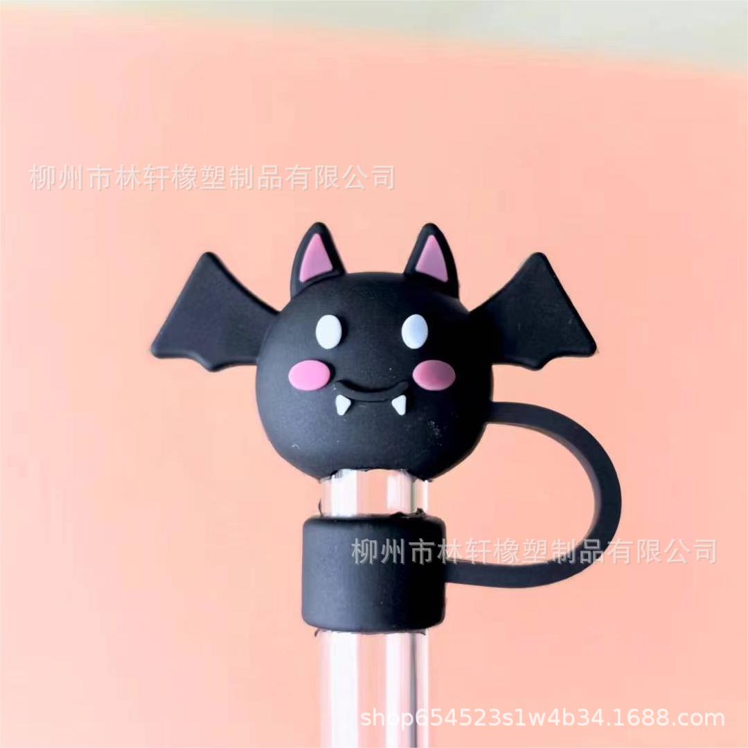 Wholesale  10mm Halloween Creative Cartoon Sports PVC Soft Straw Tube Cap