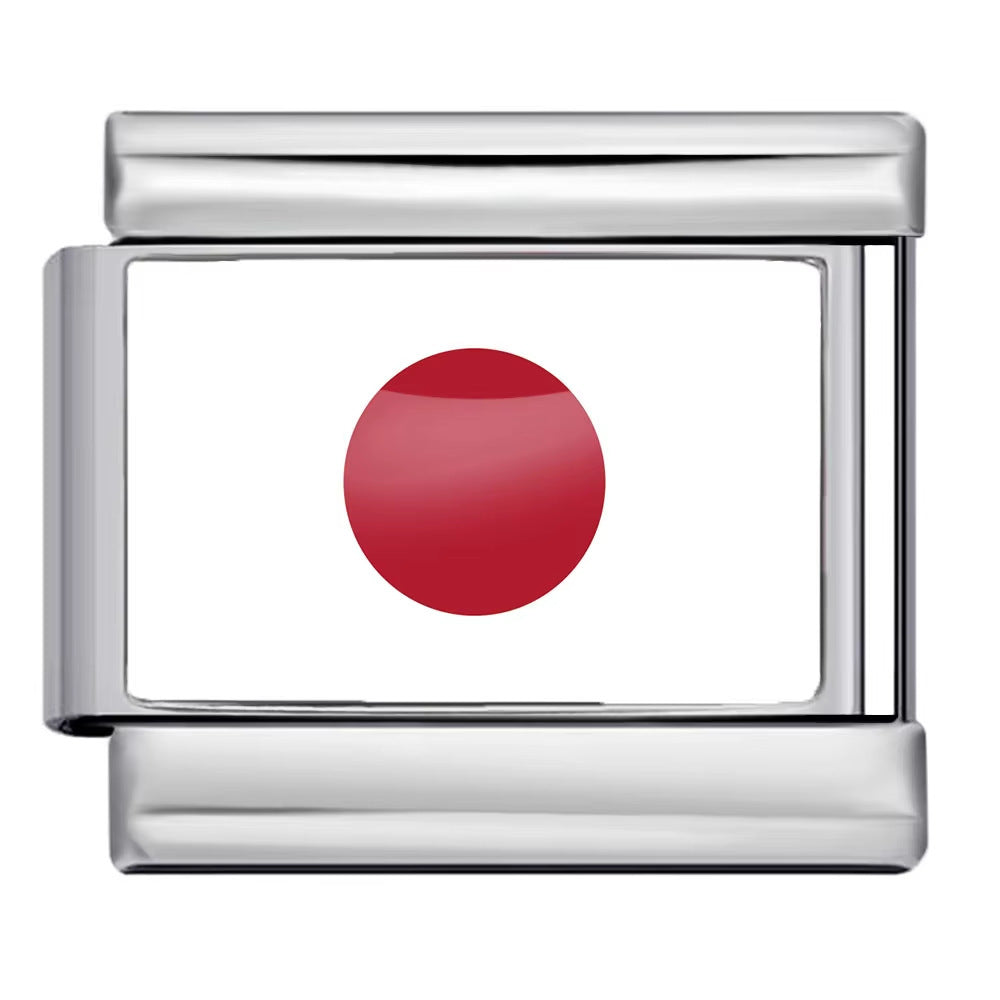 Wholesale 5pcs Italian Charm Bracelet 9mm DIY Splicing World Flag Series Stainless Steel Composable Bracelet