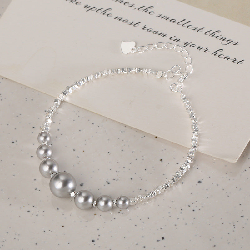 Wholesale silver pearl necklace bracelet female 925 sterling silver light luxury necklaces