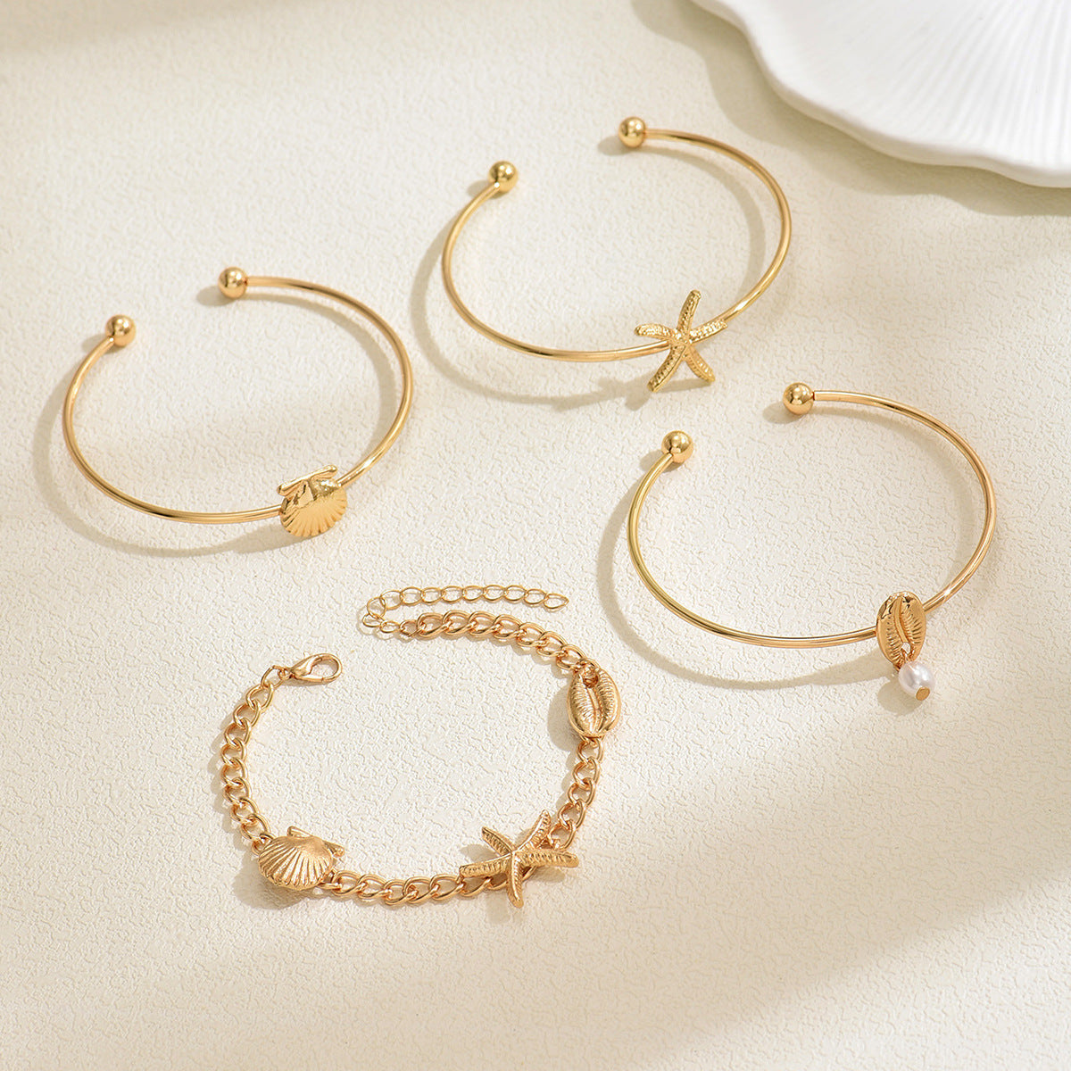 Wholesale Ocean-Themed Bracelet Set Shell and Starfish Design Travel Souvenir Fashion Jewelry Accessory