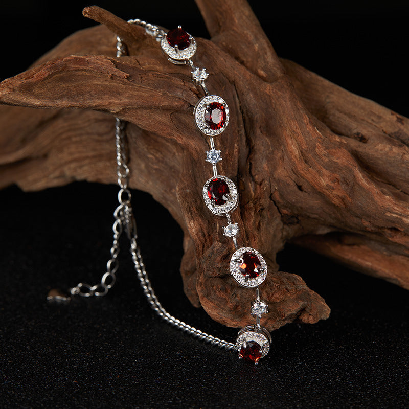 Wholesale S925 sterling silver natural garnet apatite bracelet