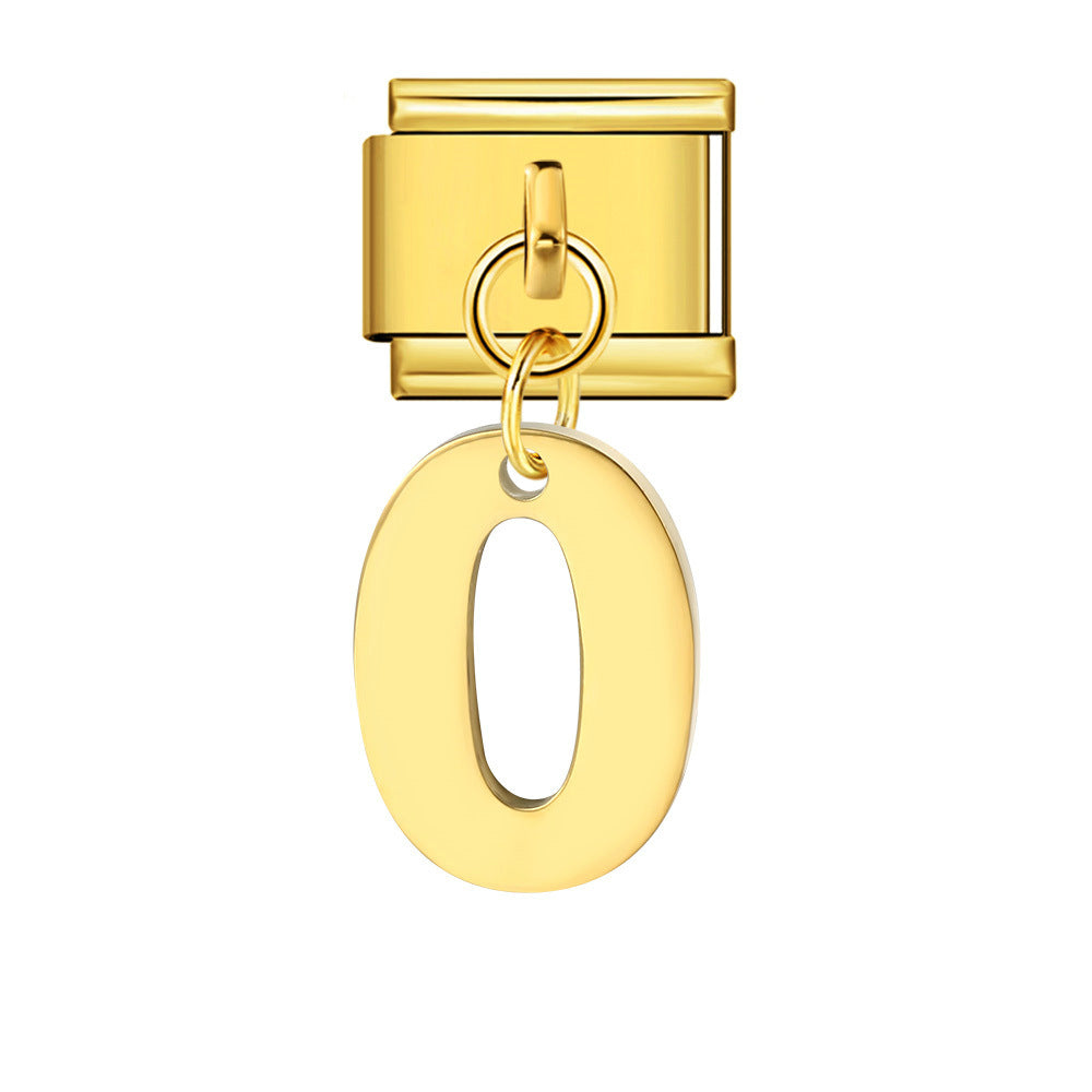 Bracciale fai da te con ciondolo con gancio in acciaio inossidabile a una cifra modulare italiano all'ingrosso