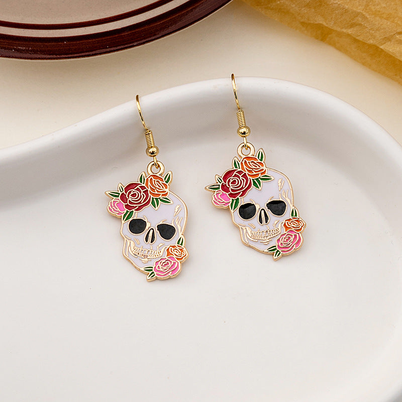 Wholesale Halloween Rose Skull Earrings ACC-ES-MDD046