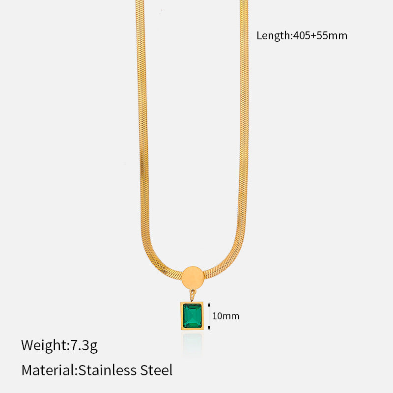 Wholesale  Retro Emerald Stainless Steel Necklace