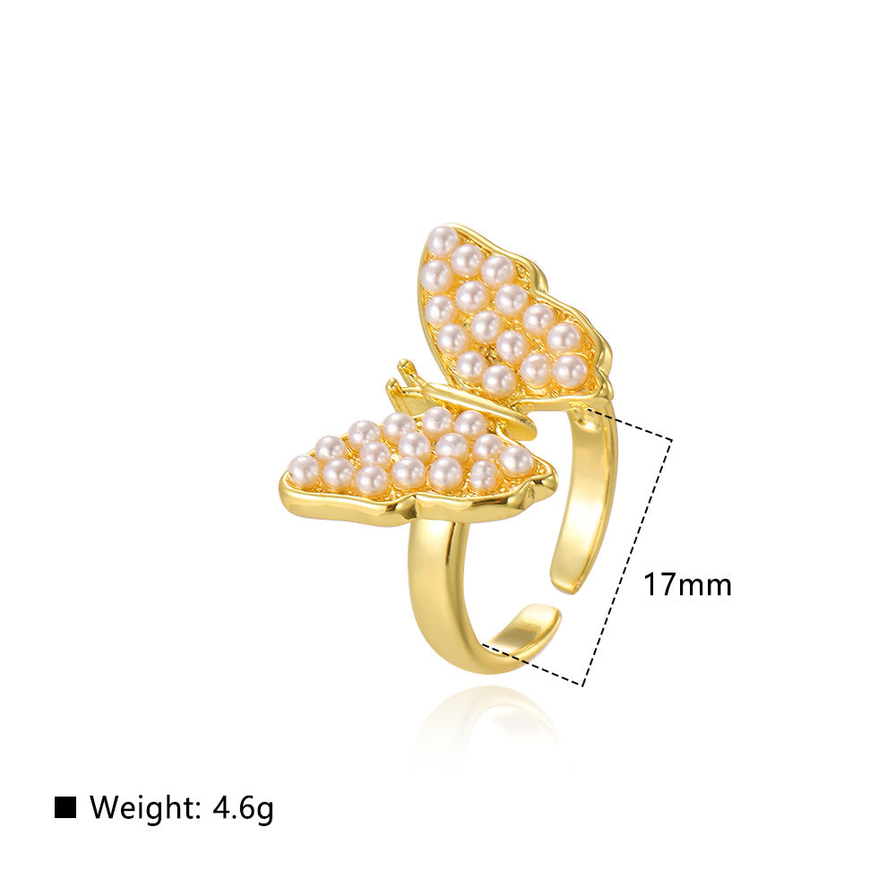 Wholesale 18K copper-plated vintage butterfly open ring