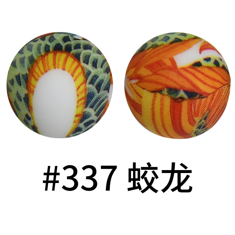 Wholesale 50pcs 15mm Western Style Leopard Skull Color Aztec Printed Silicone Balls Beads ACC-BDS-HeSheng004