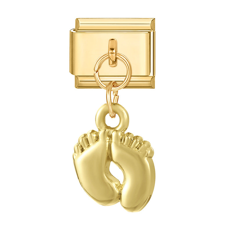 Wholesale Italian Charm Bracelet 9mm DIY Splicing Gold Pendant Stainless Steel Composable Bracelet