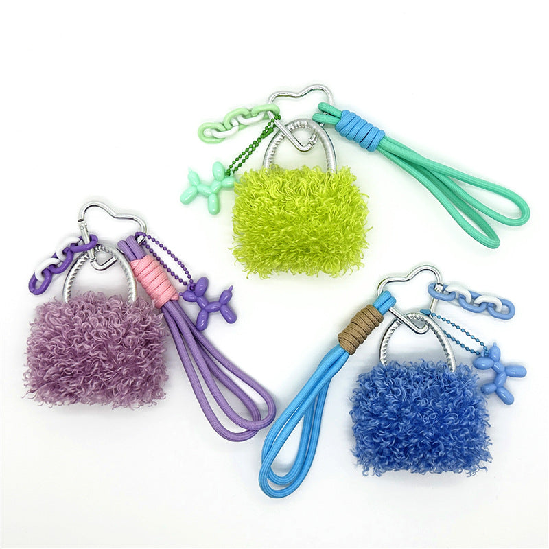 Wholesale Plush small bag lanyard keychain