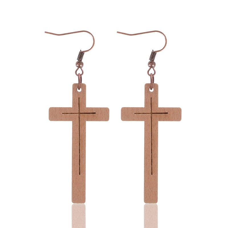 Wholesale  Vintage Carved Monochrome Wooden Earrings