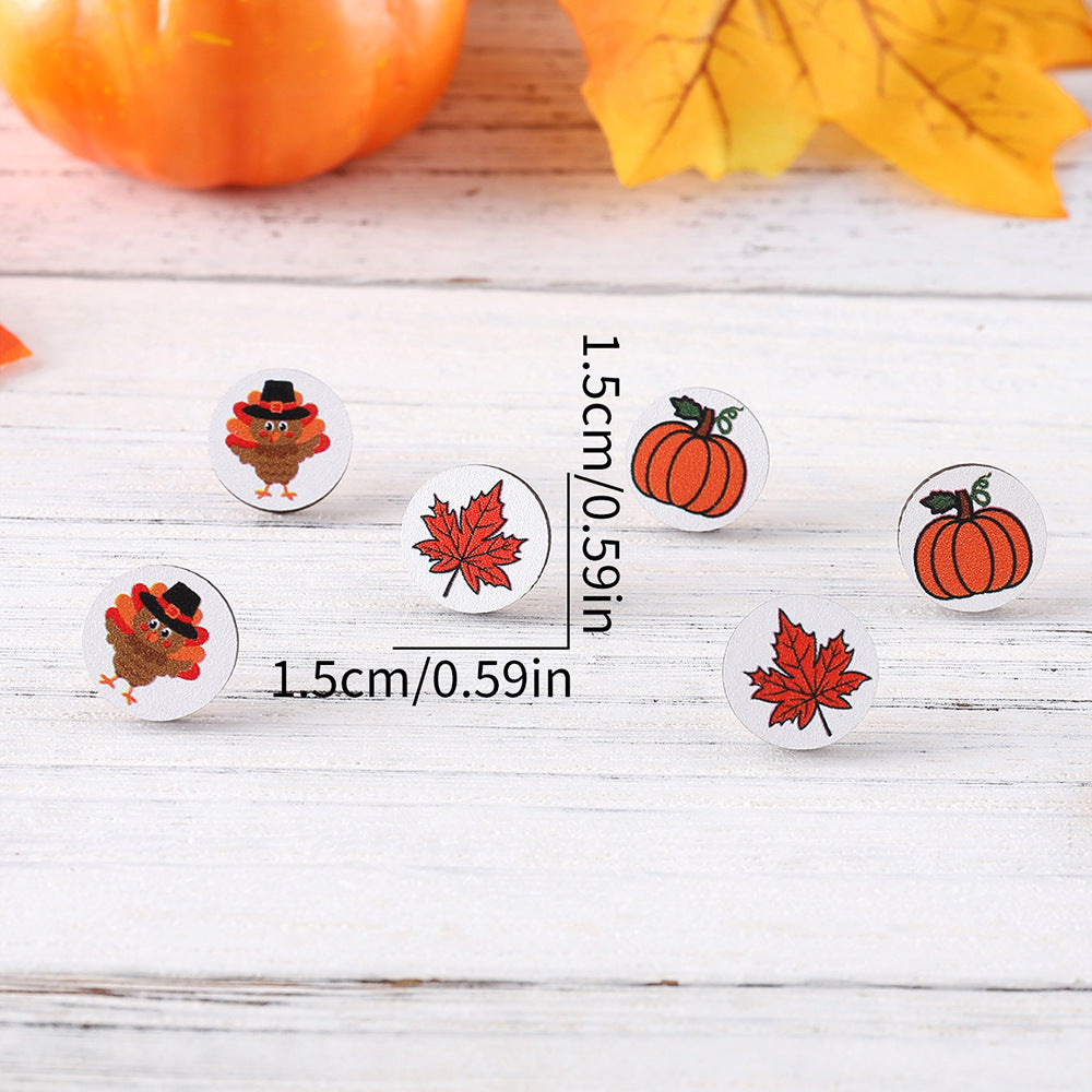 Wholesale Autumn Thanksgiving Pumpkin Maple Leaf Round Earrings suit