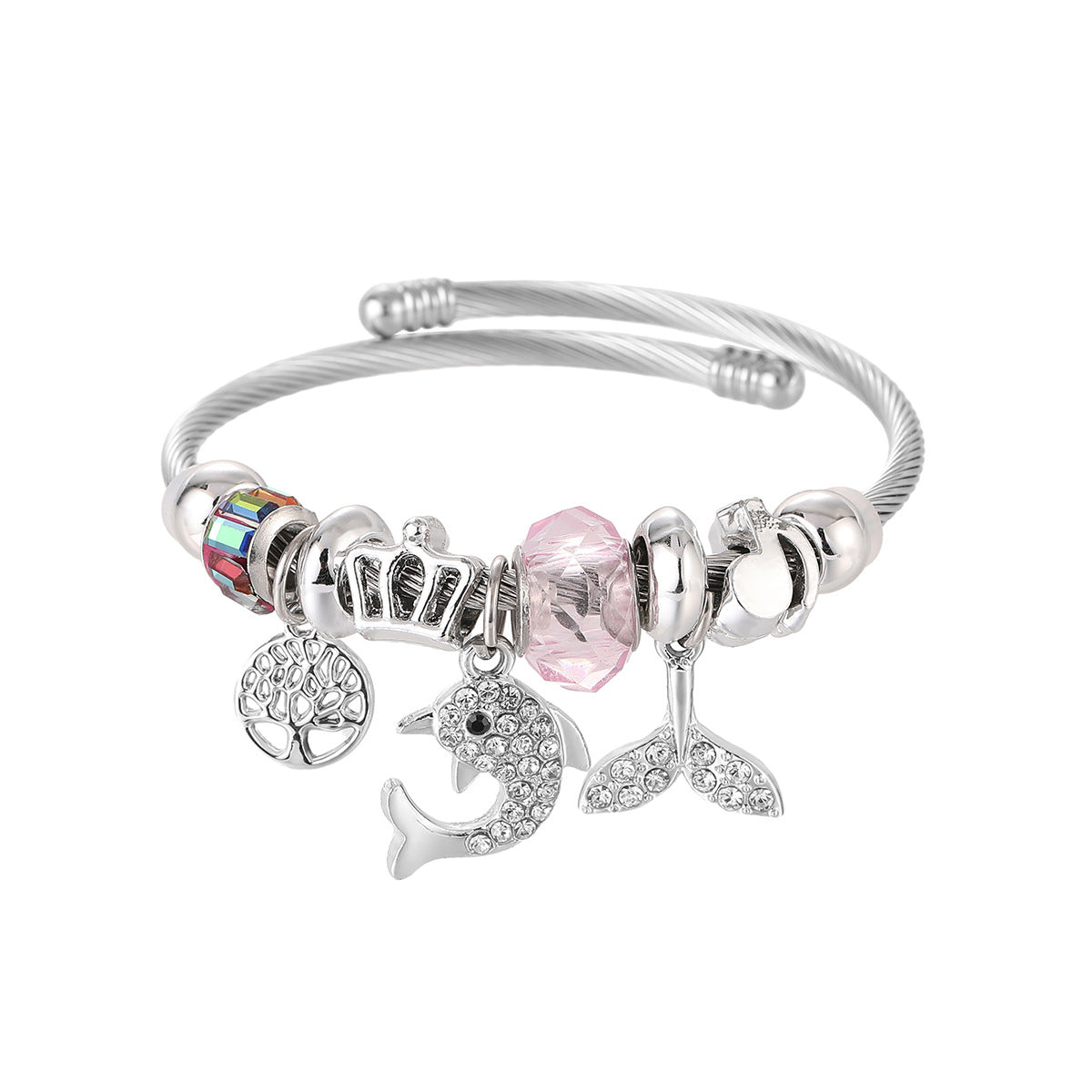 Wholesale Colorful Beaded Dolphin Fish Tail Pendant Bracelet ACC-BT-jiax006